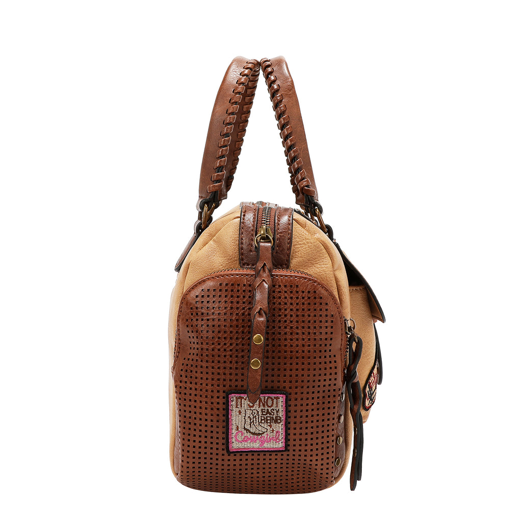 Bolsa boston Nicole Lee vintage con parches FW25