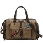 Bolsa boston Nicole Lee vintage con parches FW25