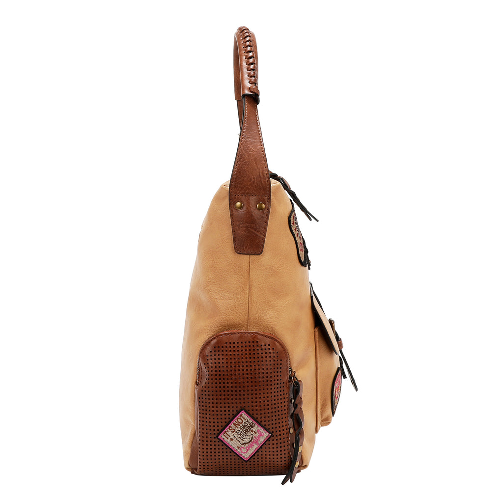 Bolsa shopper Nicole Lee vintage con parches FW25