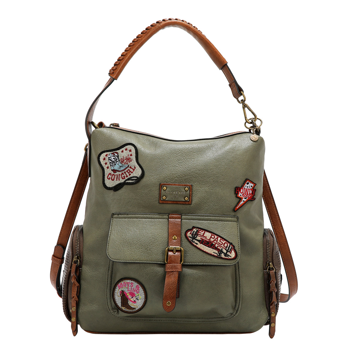 Bolsa shopper Nicole Lee vintage con parches FW25