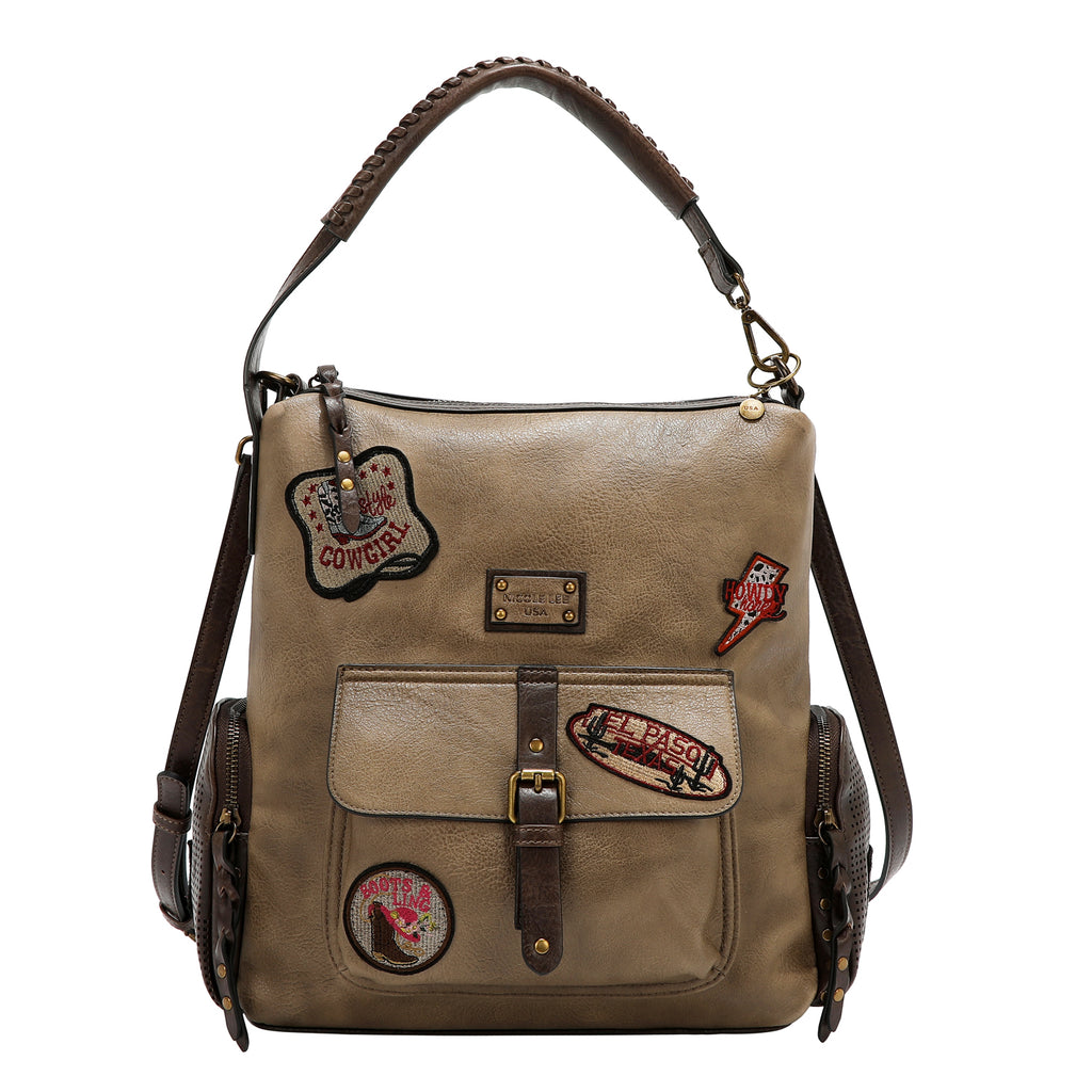 Bolsa shopper Nicole Lee vintage con parches FW25
