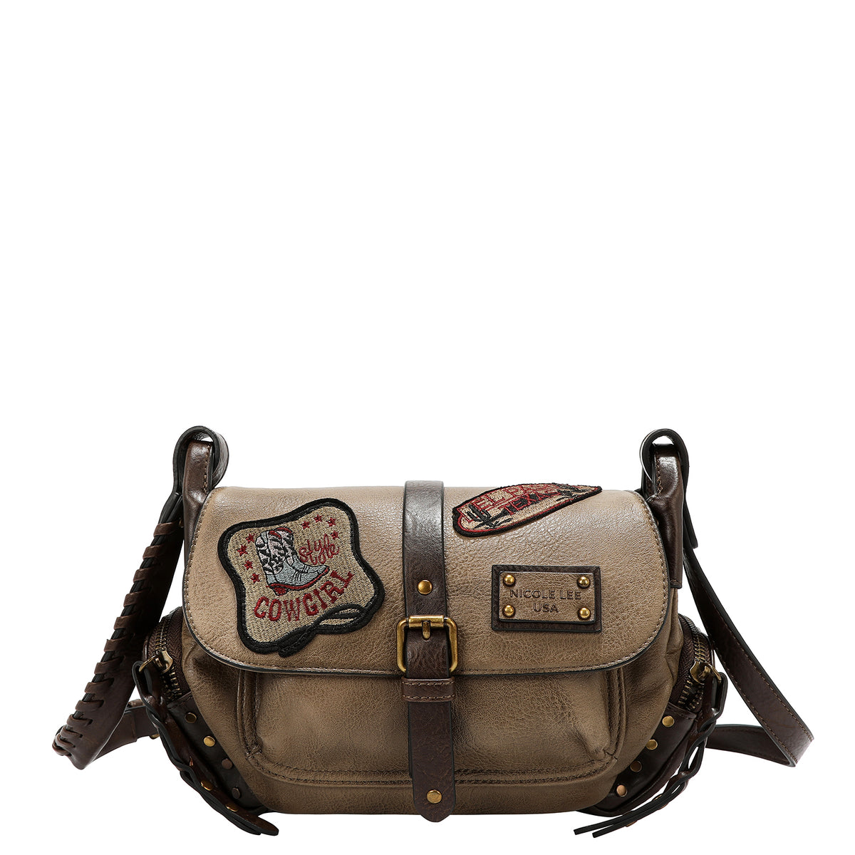 Bolsa Mensajera Nicole Lee Vintage Con Parches FW25