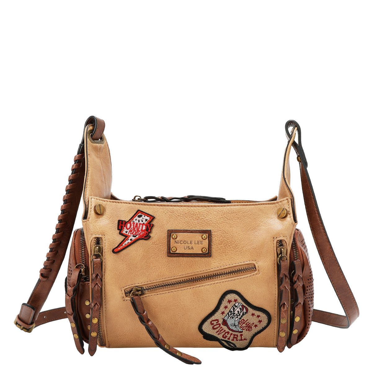 Bolsa shoulder Nicole Lee vintage con parches FW25