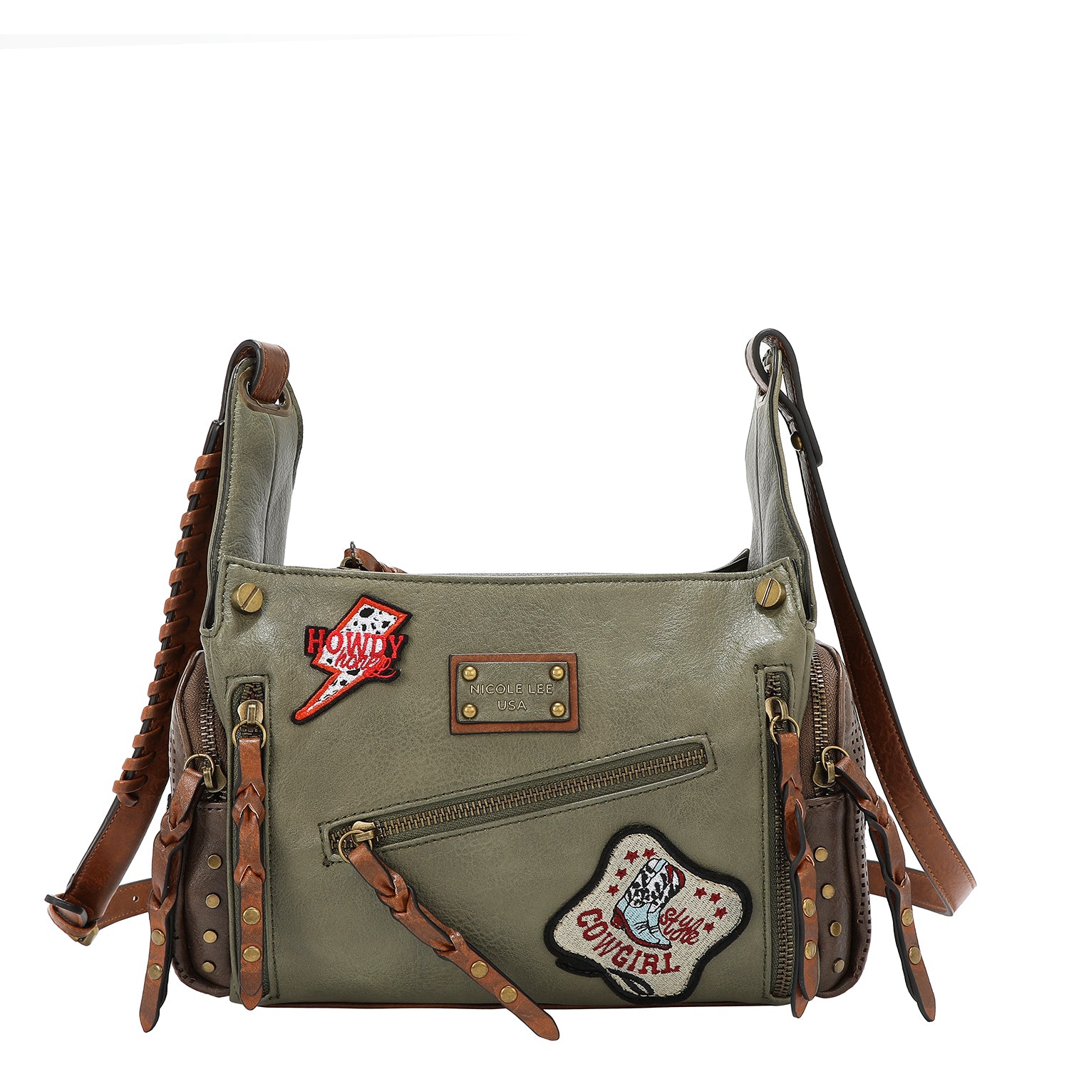 Bolsa shoulder Nicole Lee vintage con parches FW25