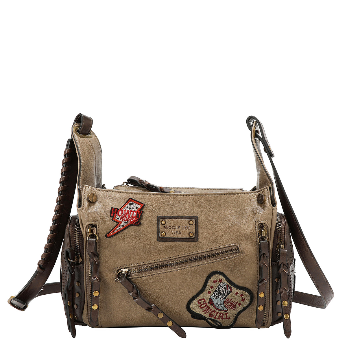 Bolsa shoulder Nicole Lee vintage con parches FW25