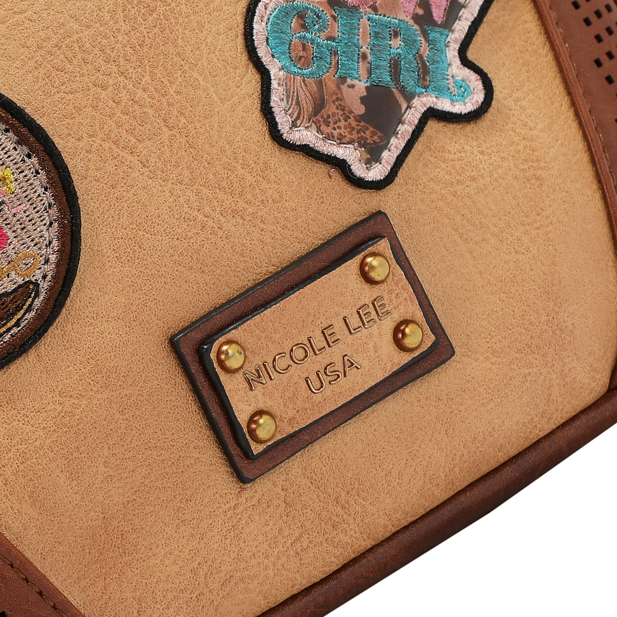 Bolsa cruzada Nicole Lee vintage con parches FW25
