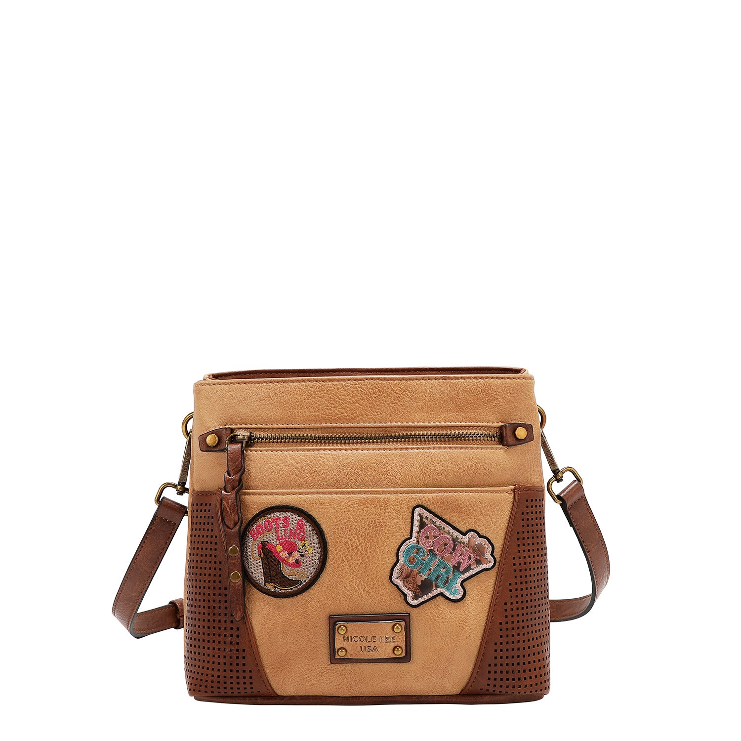 Bolsa cruzada Nicole Lee vintage con parches FW25