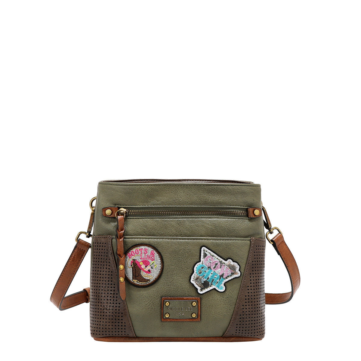 Bolsa cruzada Nicole Lee vintage con parches FW25