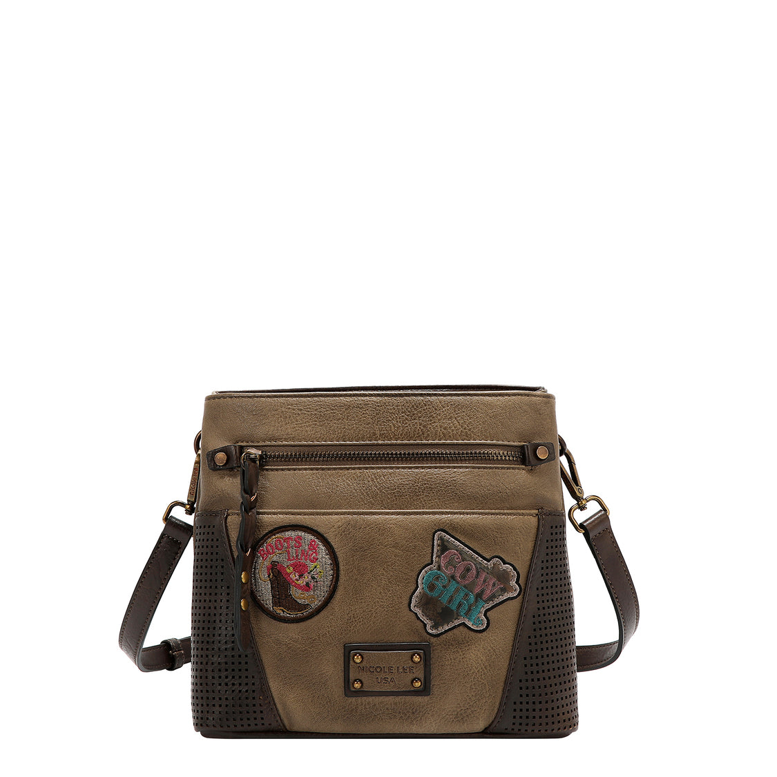 Bolsa cruzada Nicole Lee vintage con parches FW25