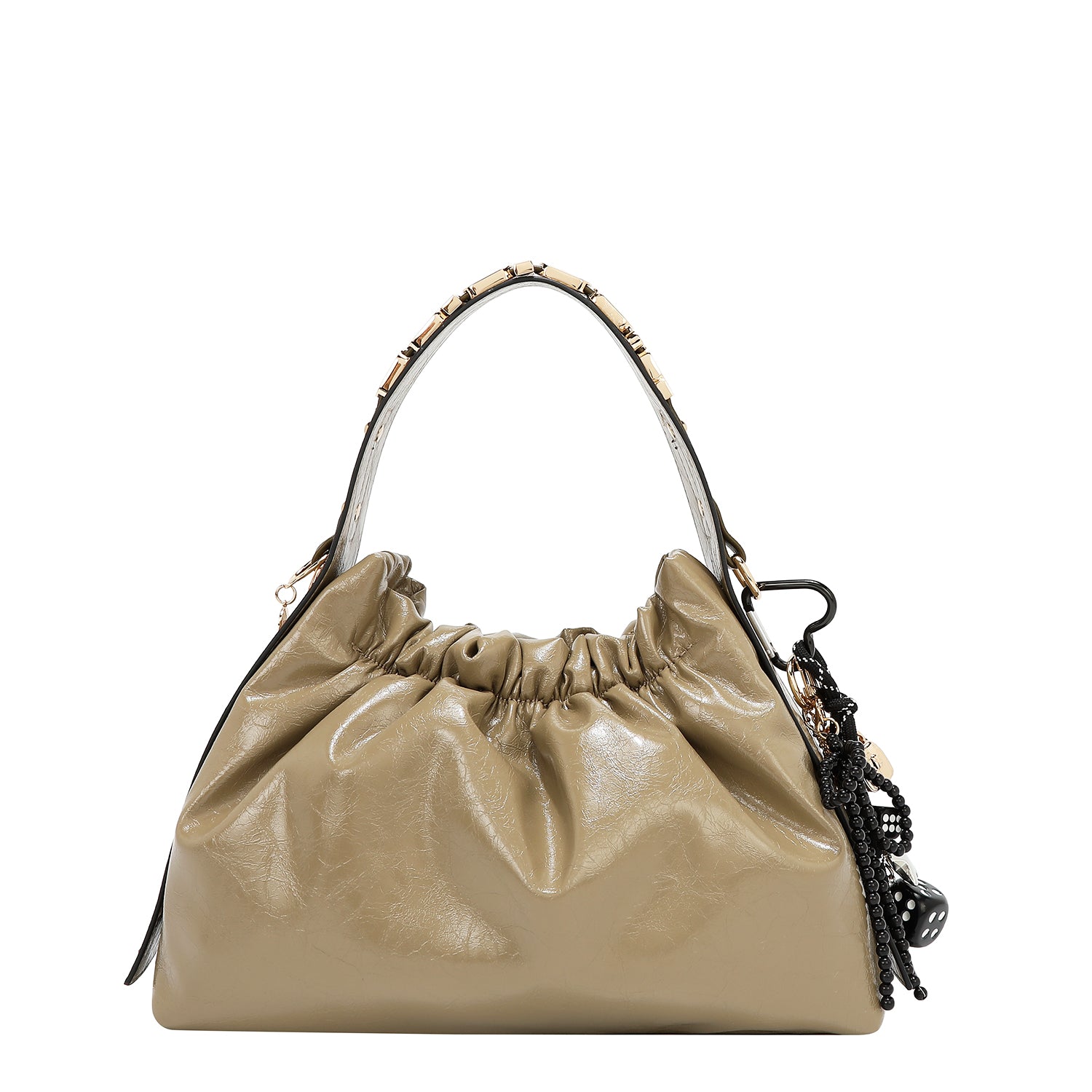 Bolsa de mano Nicole Lee acabado brillante y llavero FW25