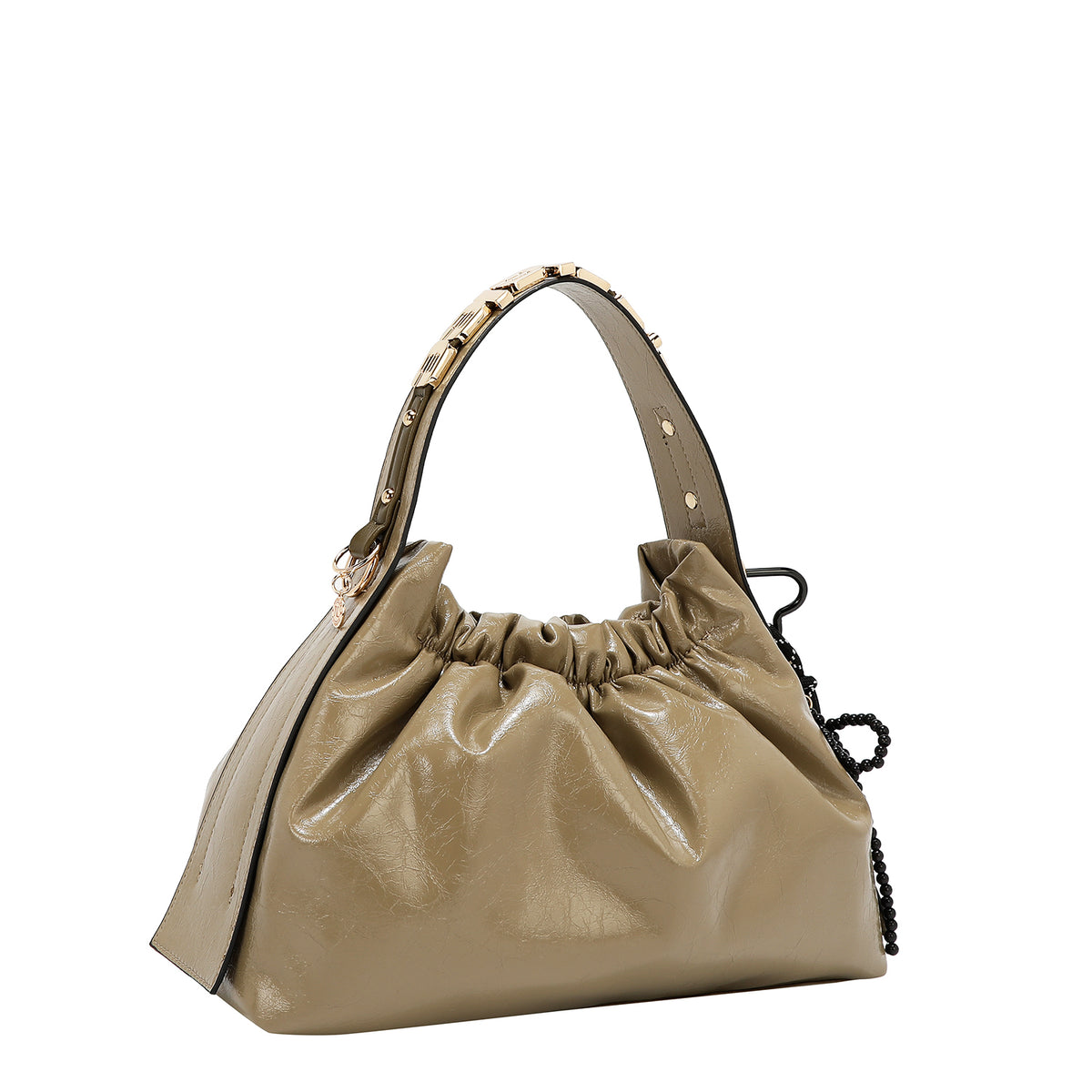 Bolsa de mano Nicole Lee acabado brillante y llavero FW25