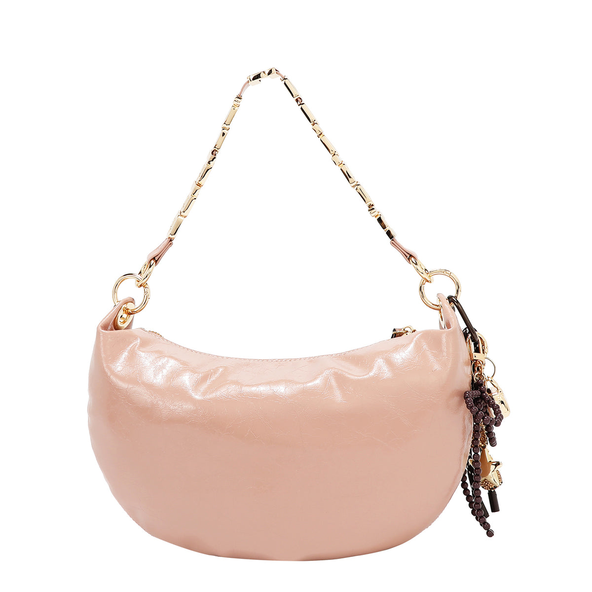 Bolsa media luna Nicole Lee acabado brillante y llavero FW25