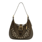 Bolsa Shoulder Nicole Lee De Gamuza Con Flores Y Hojas FW25