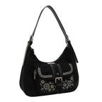 Bolsa hobo Nicole Lee de gamuza con flores y hojas FW25