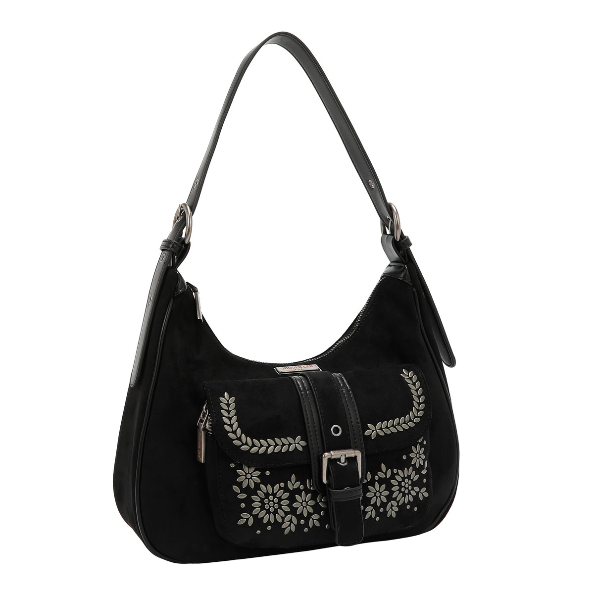 Bolsa hobo Nicole Lee de gamuza con flores y hojas FW25