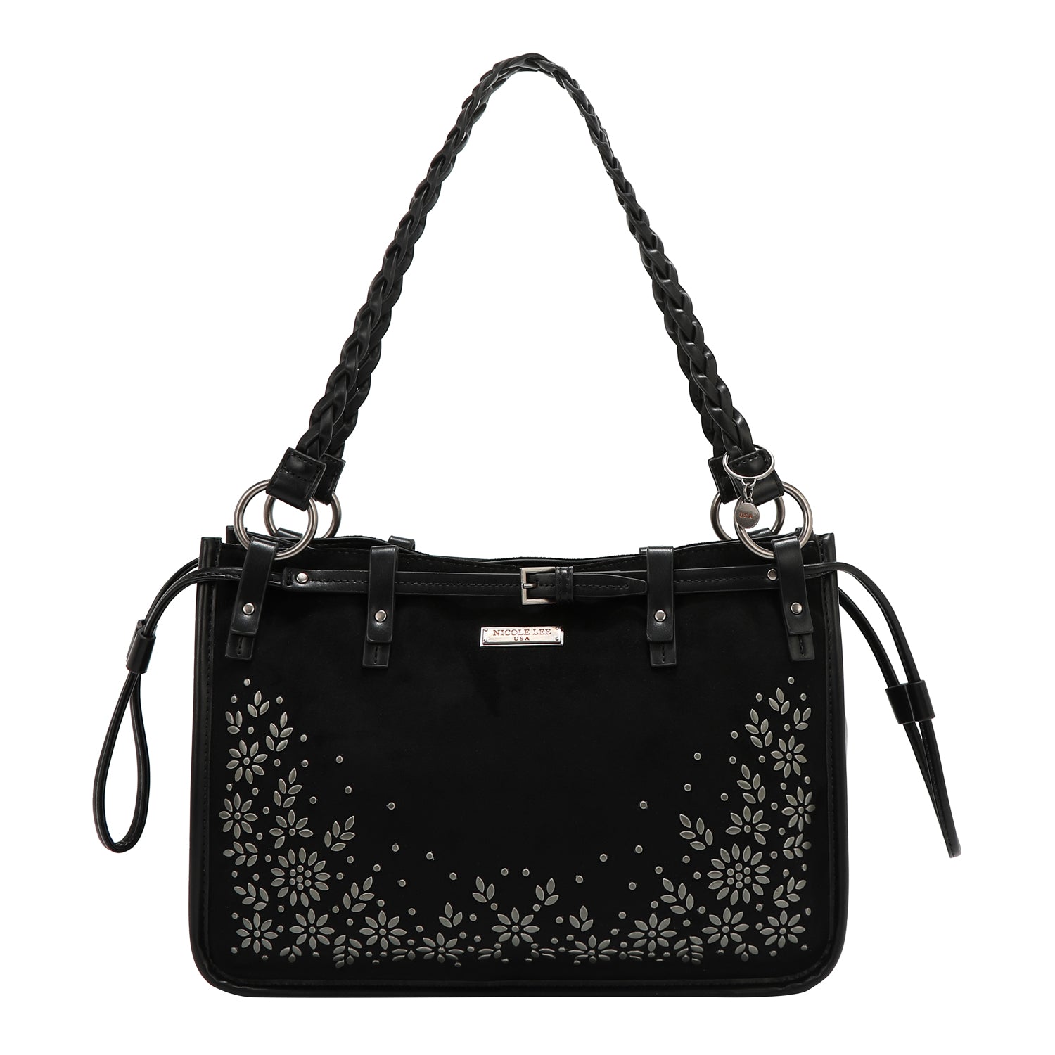 Bolsa Tote Nicole Lee De Gamuza Con Flores Y Hojas FW25