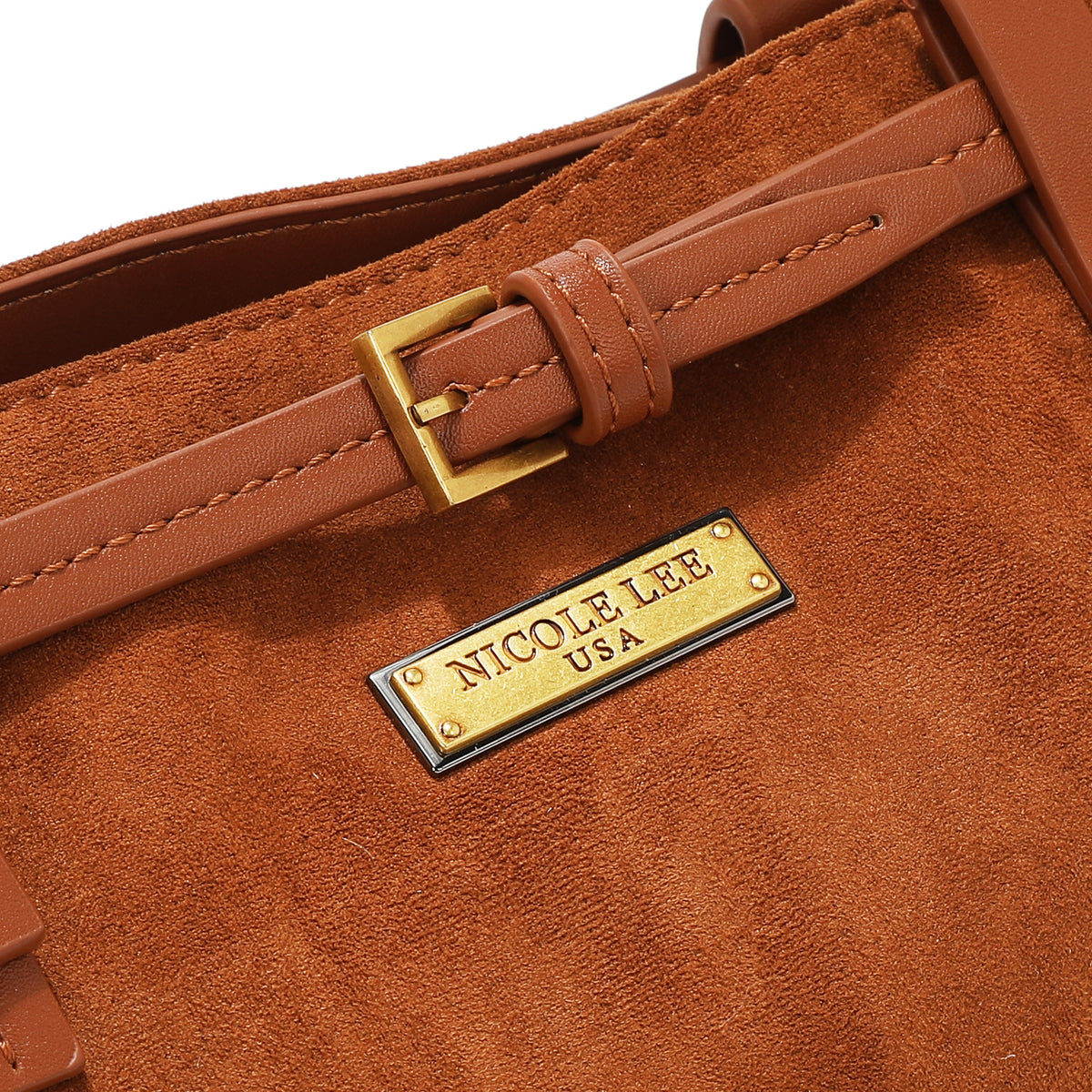 Bolsa Tote Nicole Lee De Gamuza Con Flores Y Hojas FW25