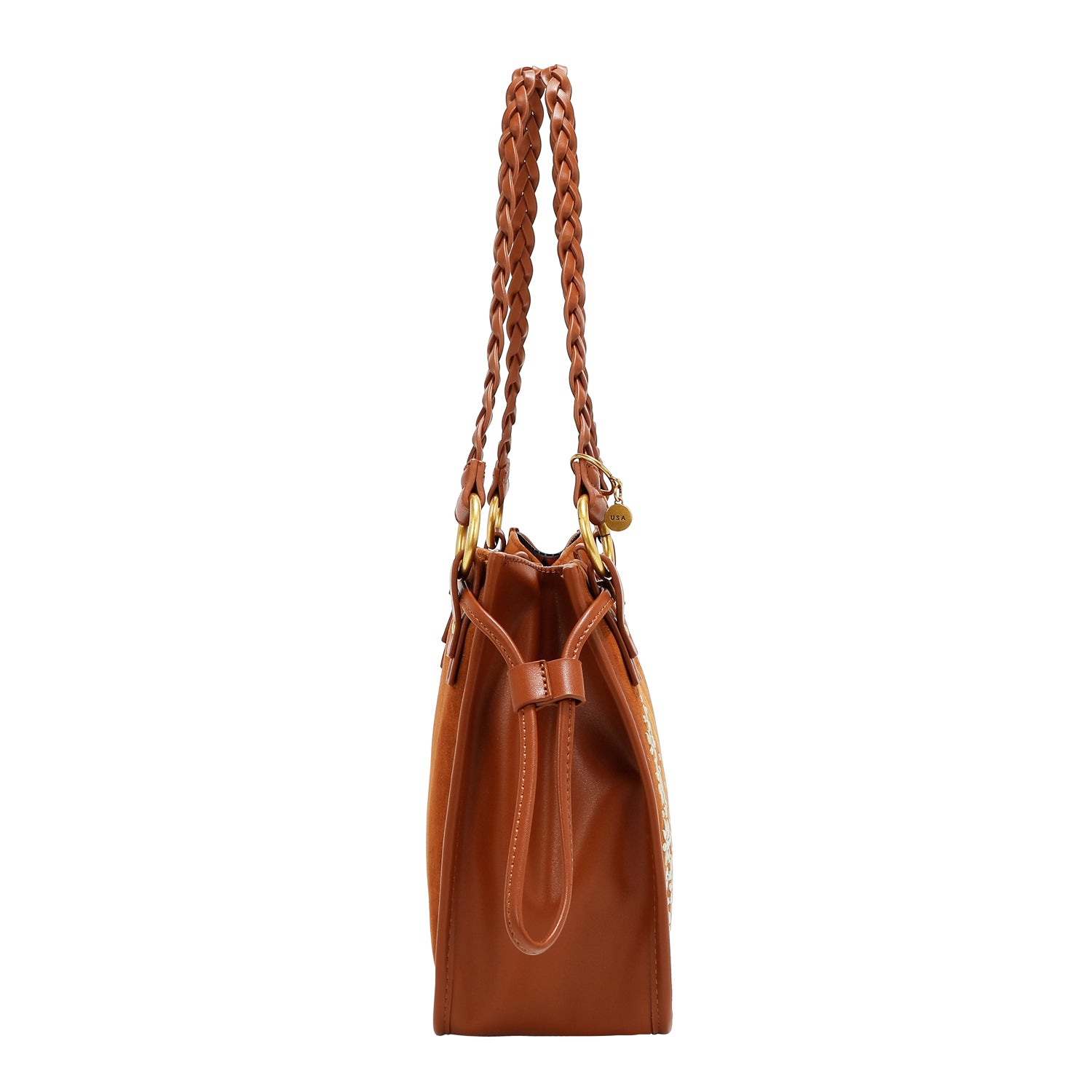 Bolsa Tote Nicole Lee De Gamuza Con Flores Y Hojas FW25