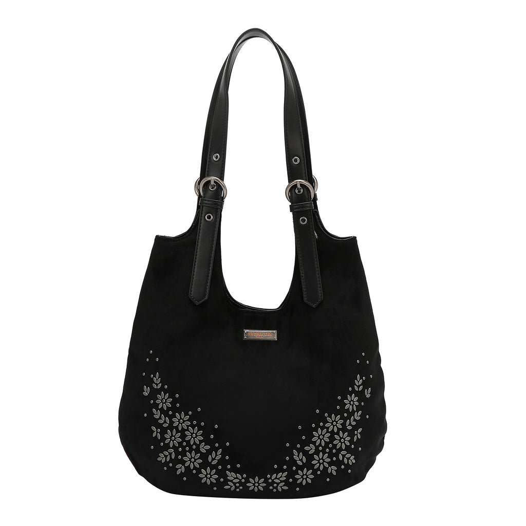 Bolsa shopper Nicole Lee de gamuza con flores y hojas FW25