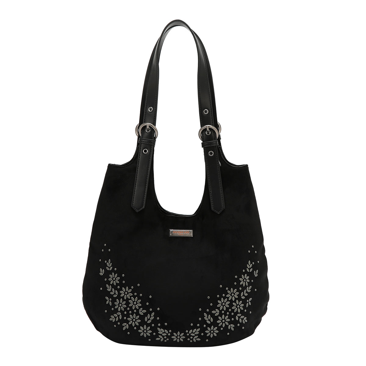 Bolsa shopper Nicole Lee de gamuza con flores y hojas FW25