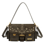 Bolsa mensajera Nicole Lee de gamuza con flores y hojas FW25