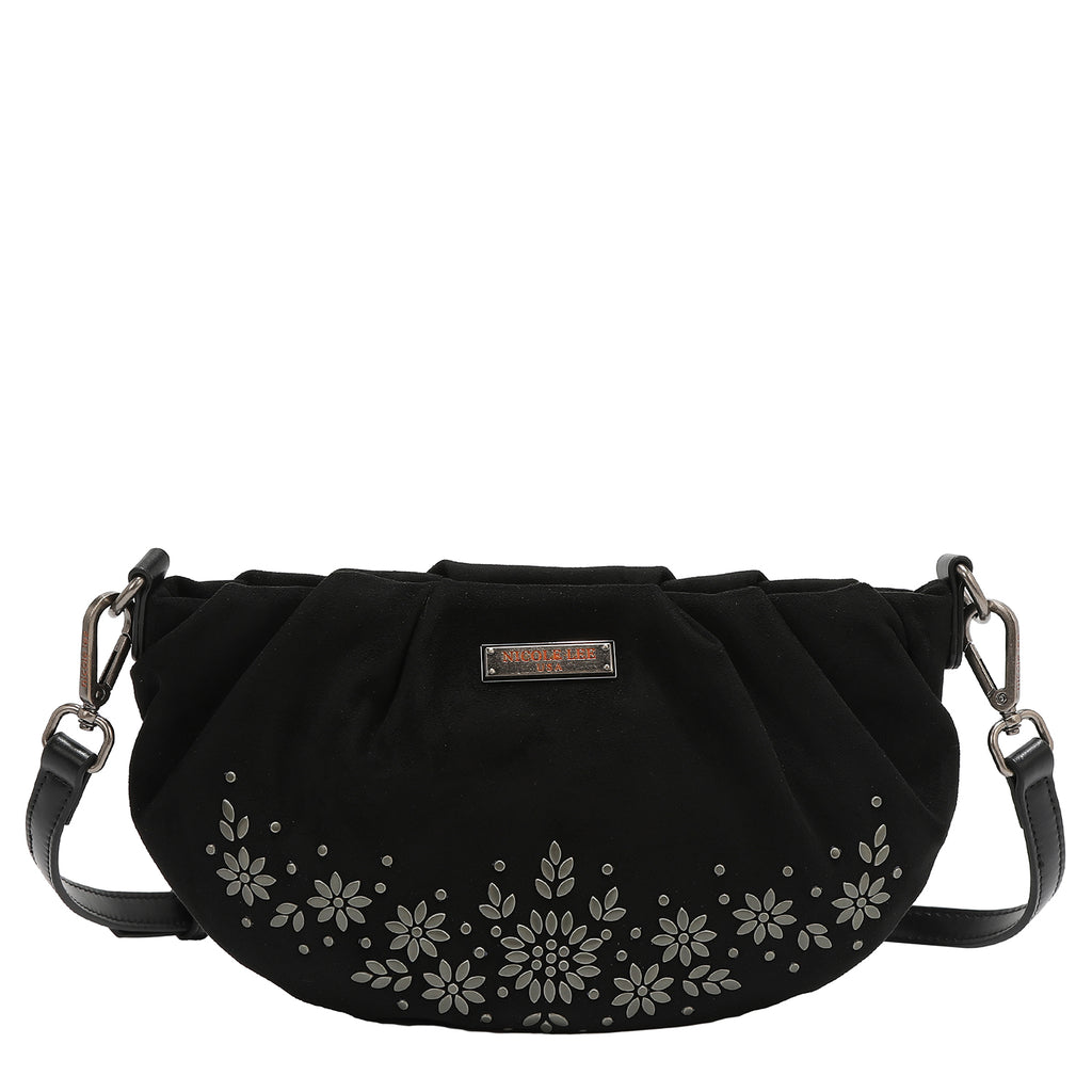 Bolsa cruzada Nicole Lee de gamuza con flores y hojas FW25