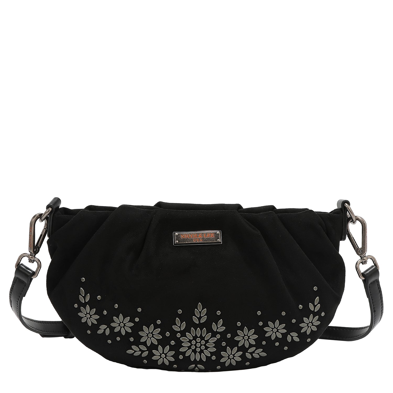 Bolsa cruzada Nicole Lee de gamuza con flores y hojas FW25