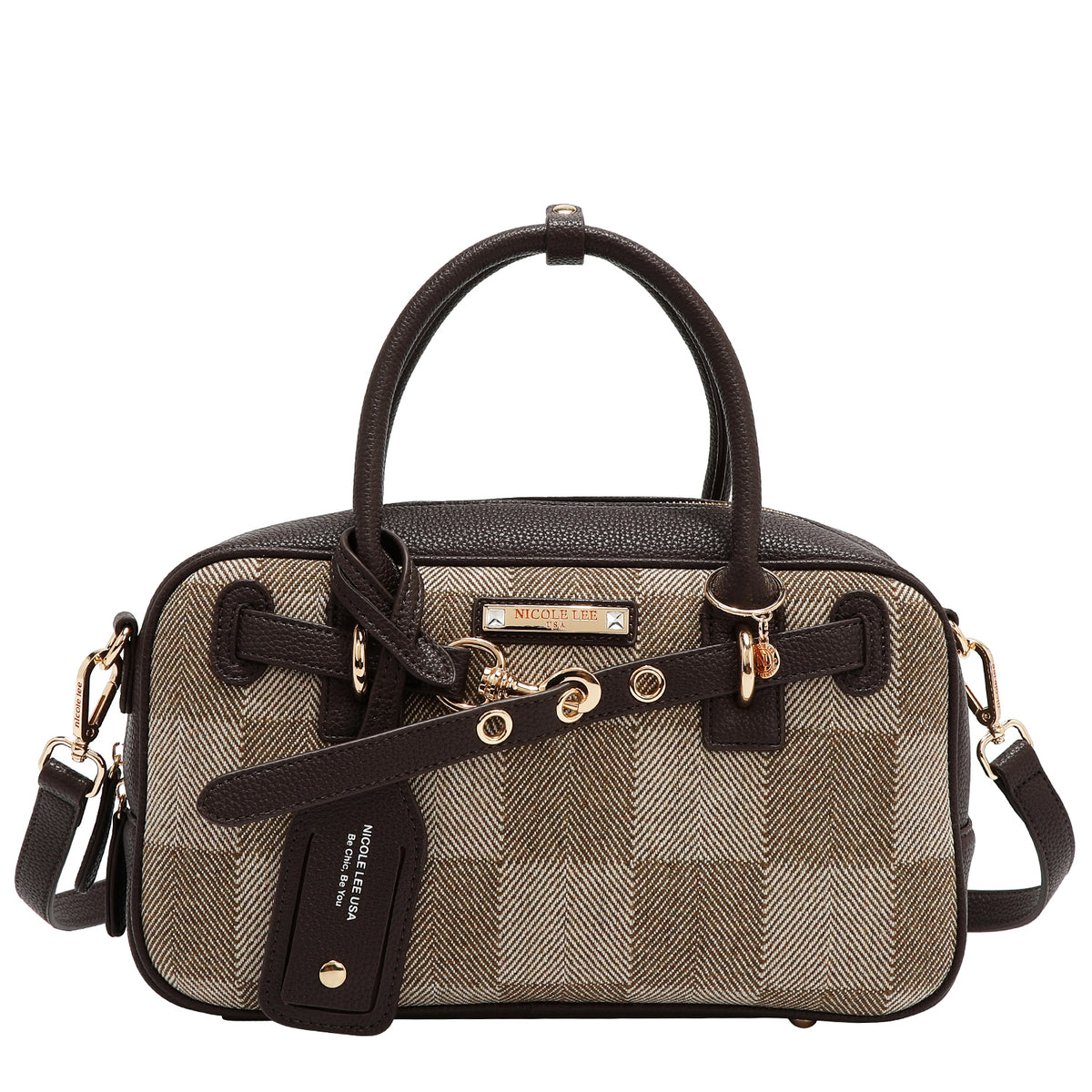 Bolsa De Mano Nicole Lee Estampada De Cuadros FW25