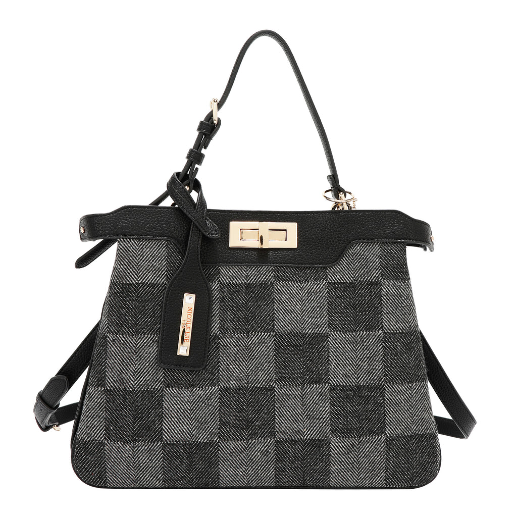 Bolsa de hombro Nicole Lee estampado de cuadros FW25