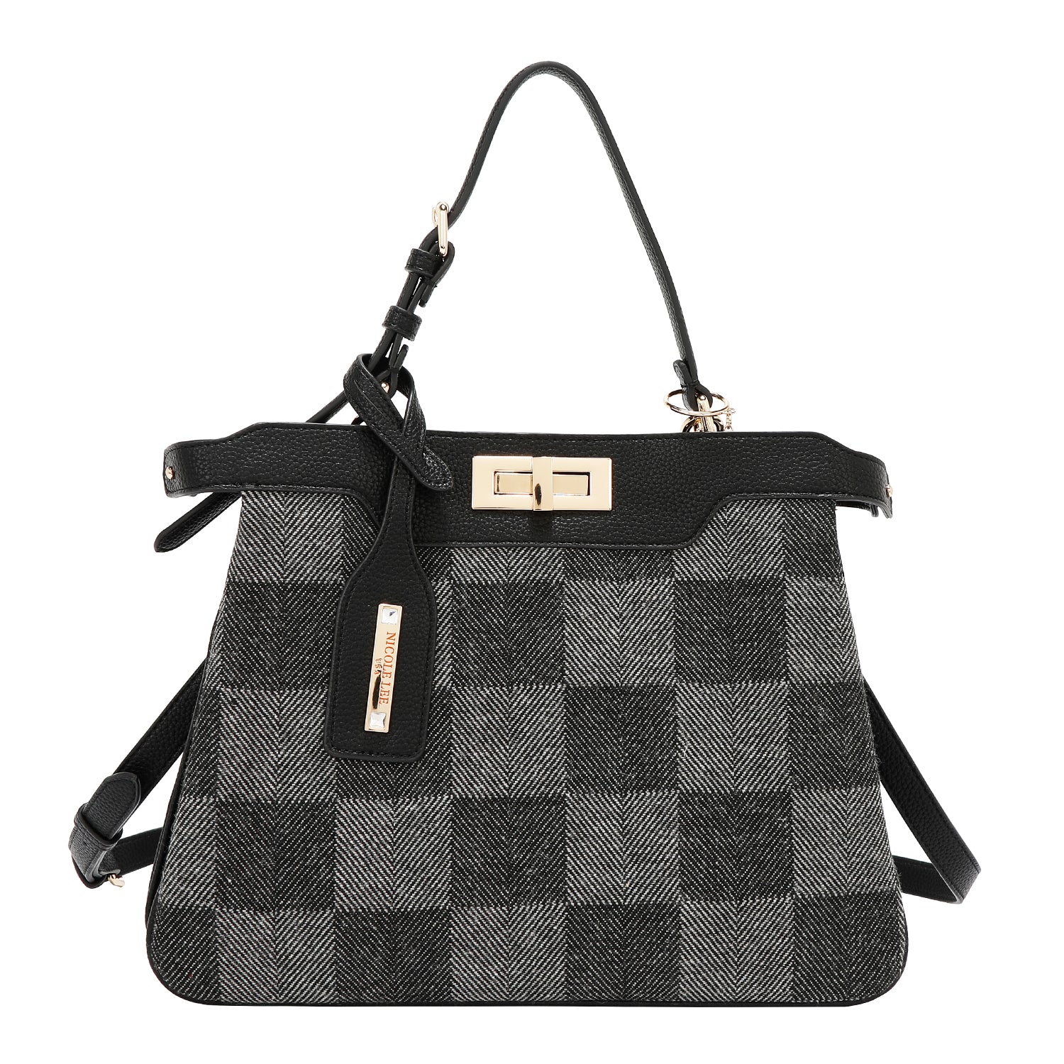 Bolsa de hombro Nicole Lee estampado de cuadros FW25