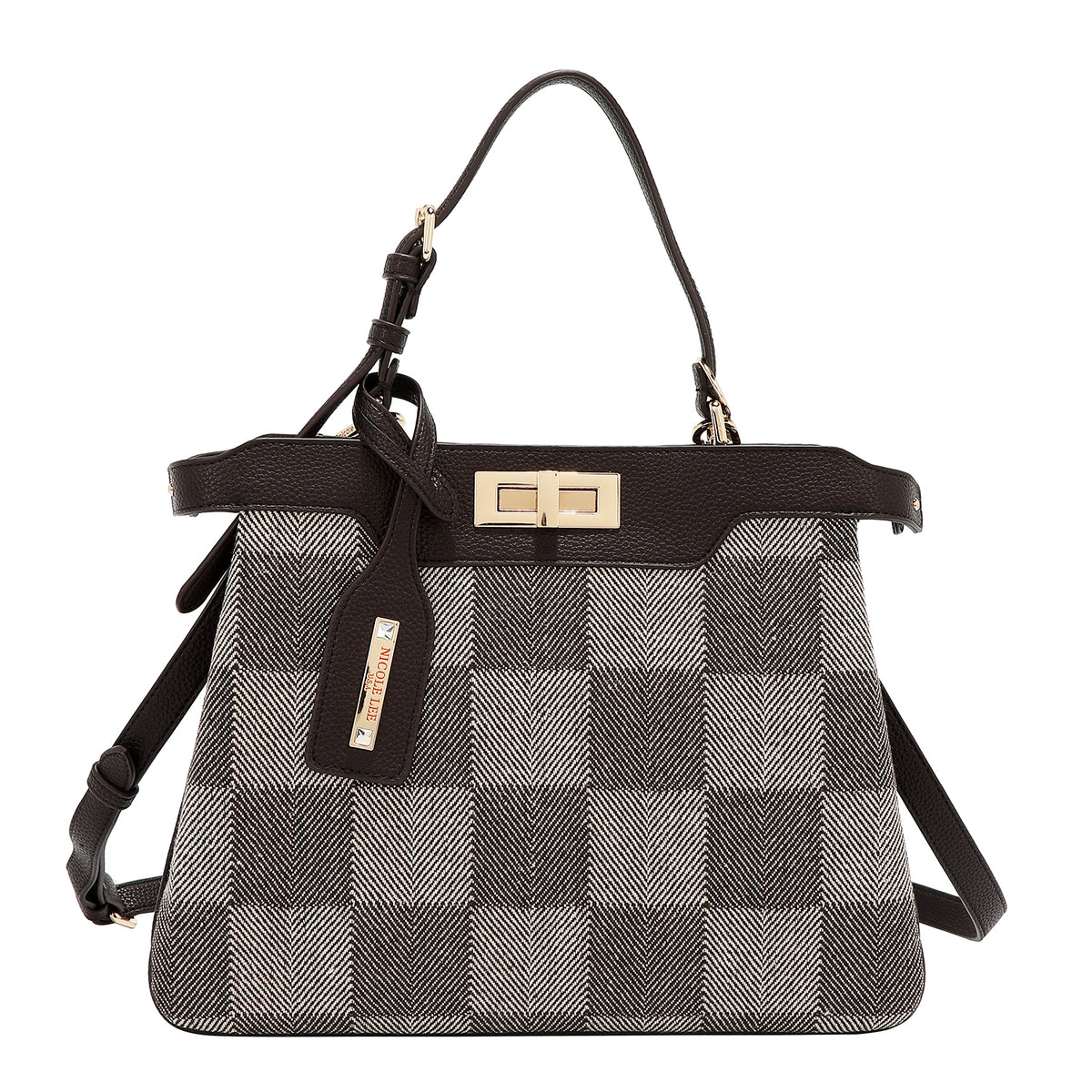 Bolsa de hombro Nicole Lee estampado de cuadros FW25