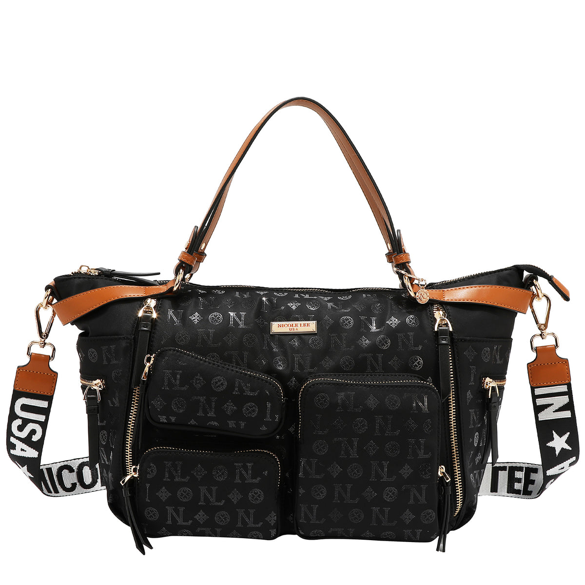 Bolsa satchel Nicole Lee de nylon holográfica FW25