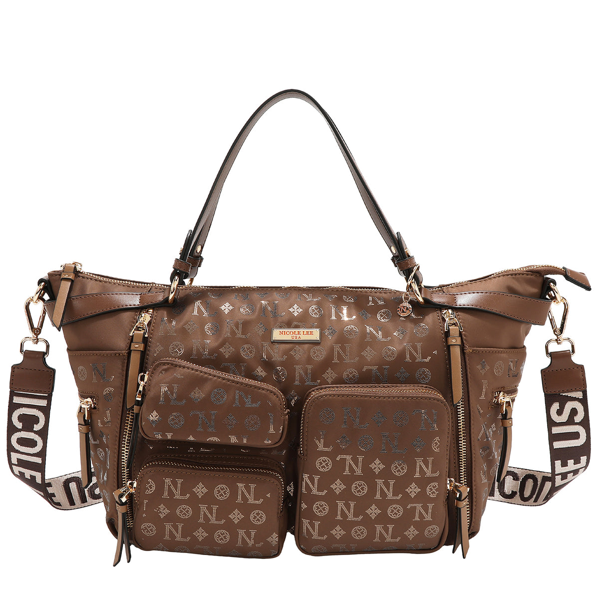 Bolsa satchel Nicole Lee de nylon holográfica FW25