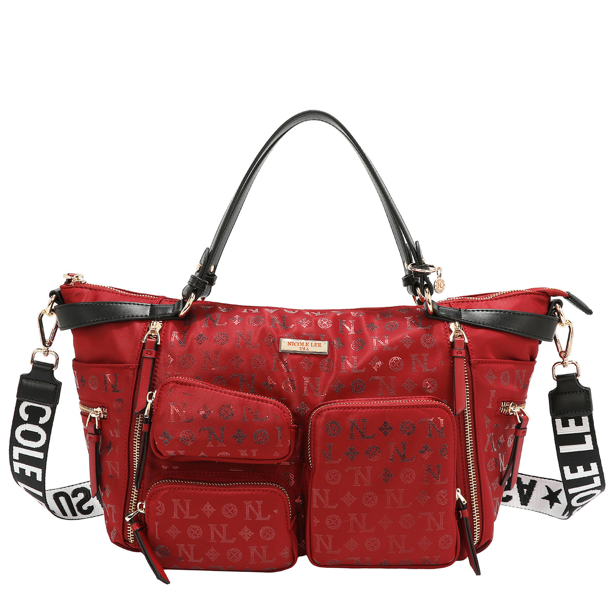 Bolsa satchel Nicole Lee de nylon holográfica FW25