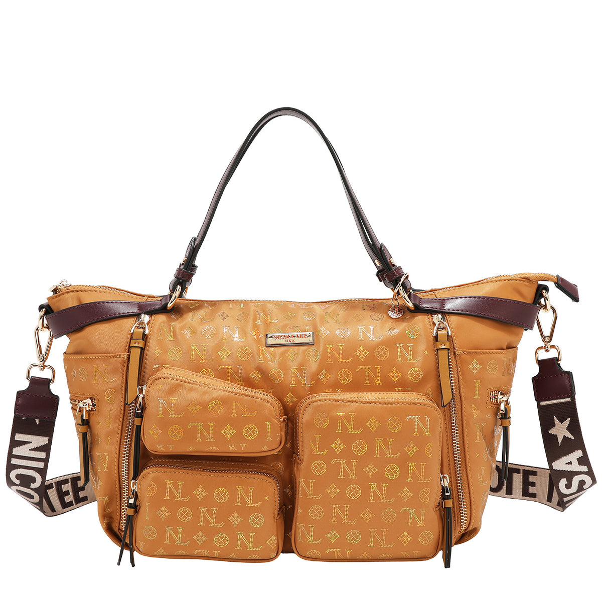 Bolsa satchel Nicole Lee de nylon holográfica FW25