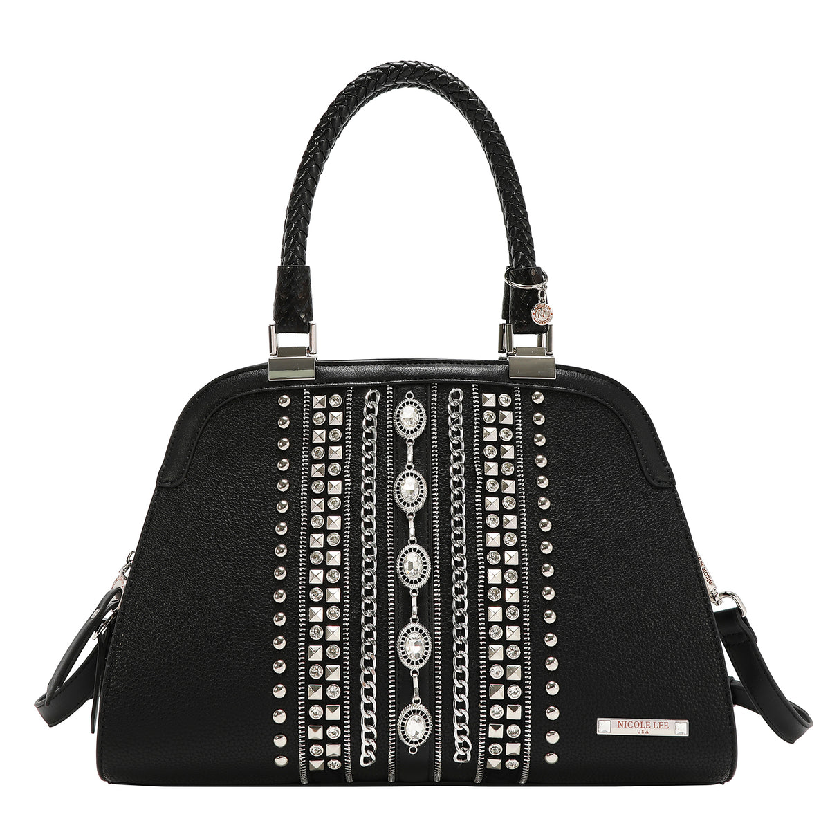 Bolsa Dome Nicole Lee Bicolor Con Pedreria Jewel Y Stud FW26