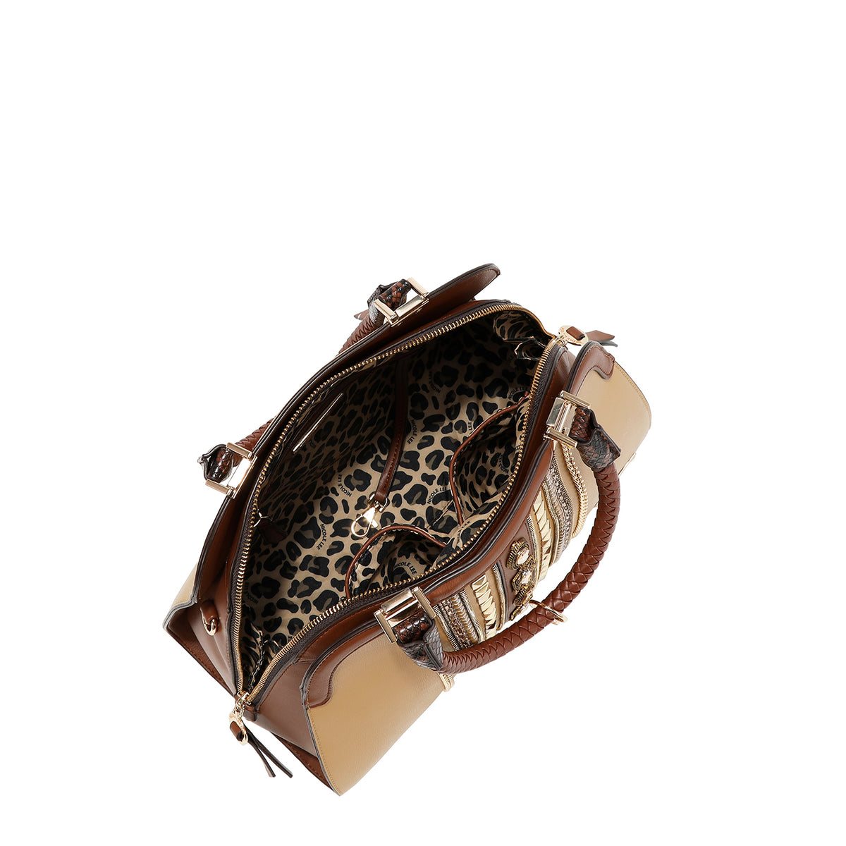 Bolsa Dome Nicole Lee Bicolor Con Pedreria Jewel Y Stud FW26