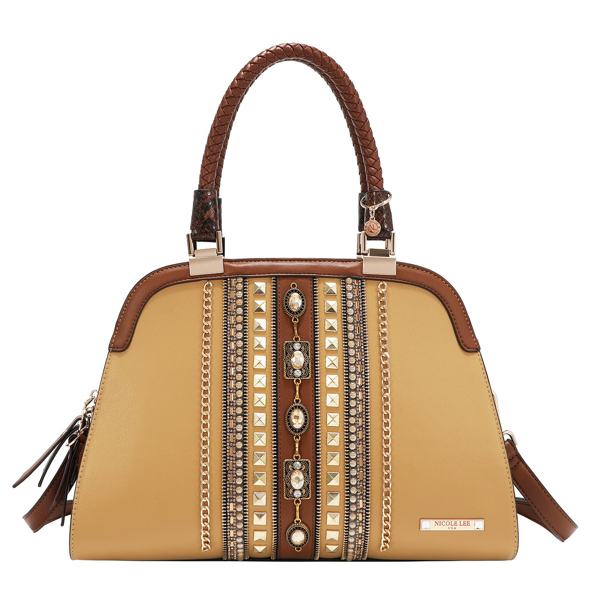 Bolsa Dome Nicole Lee Bicolor Con Pedreria Jewel Y Stud FW26