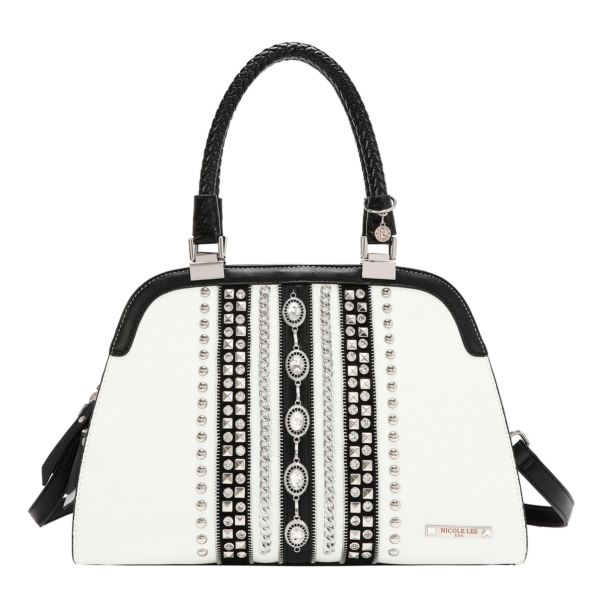 Bolsa Dome Nicole Lee Bicolor Con Pedreria Jewel Y Stud FW26