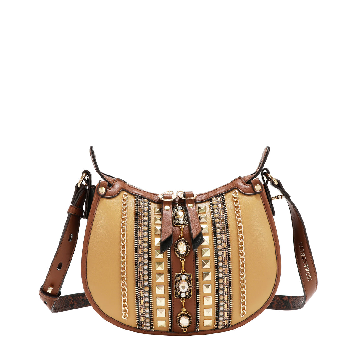 Bolsa Shoulder Nicole Lee Bicolor Con Pedreria Jewel FW26
