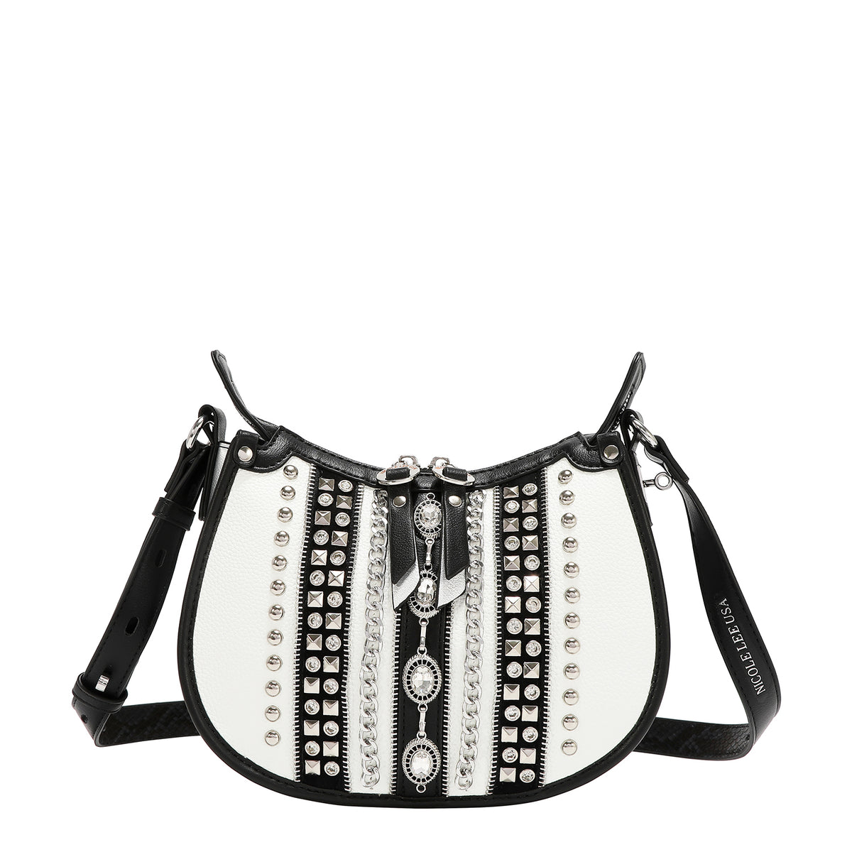 Bolsa Shoulder Nicole Lee Bicolor Con Pedreria Jewel FW26