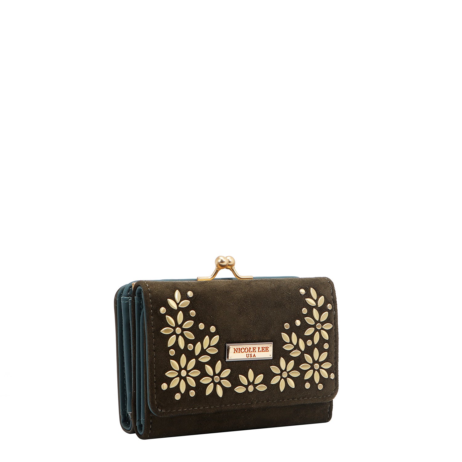 Cartera Nicole Lee De Gamuza Con Flores FW25