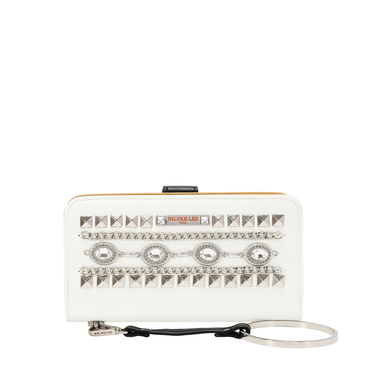 Cartera Nicole Lee Con Pedrería y Aro Metálico Jewel FW26