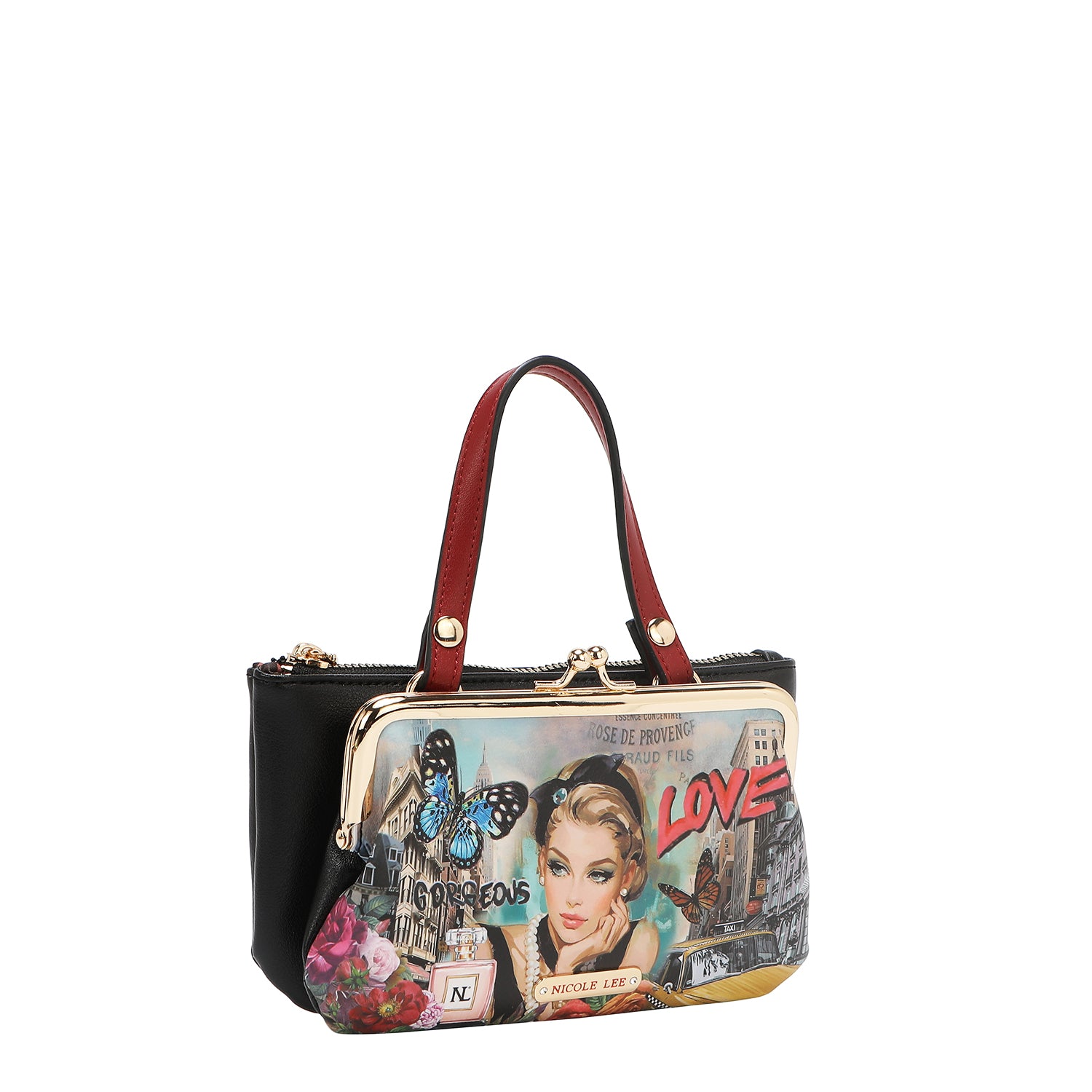 Monedero Nicole Lee Mediano Kisslock Con Asa Sabina SS26