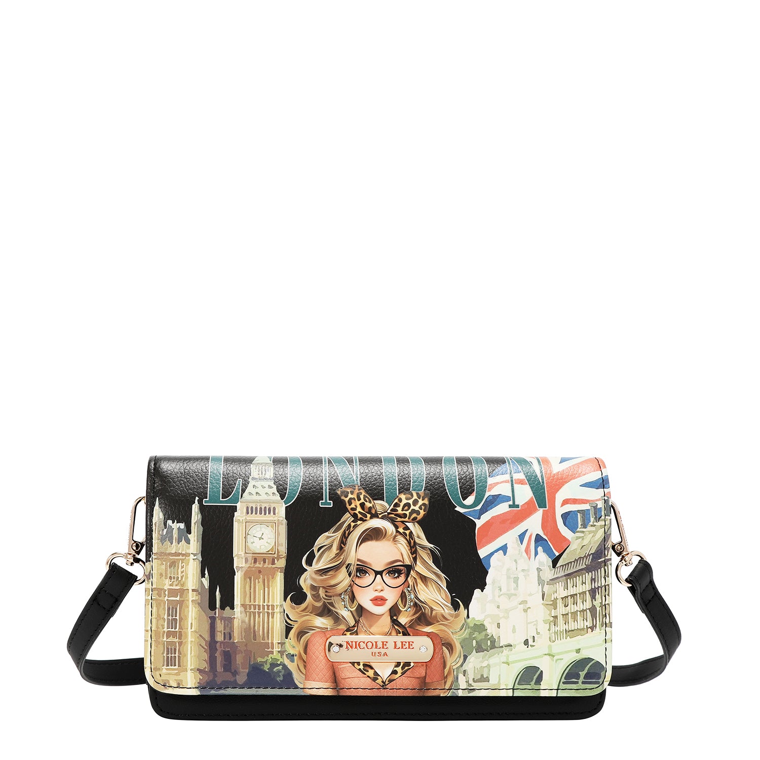 Cartera Nicole Lee Tipo Clutch Rígida London Eye FW26