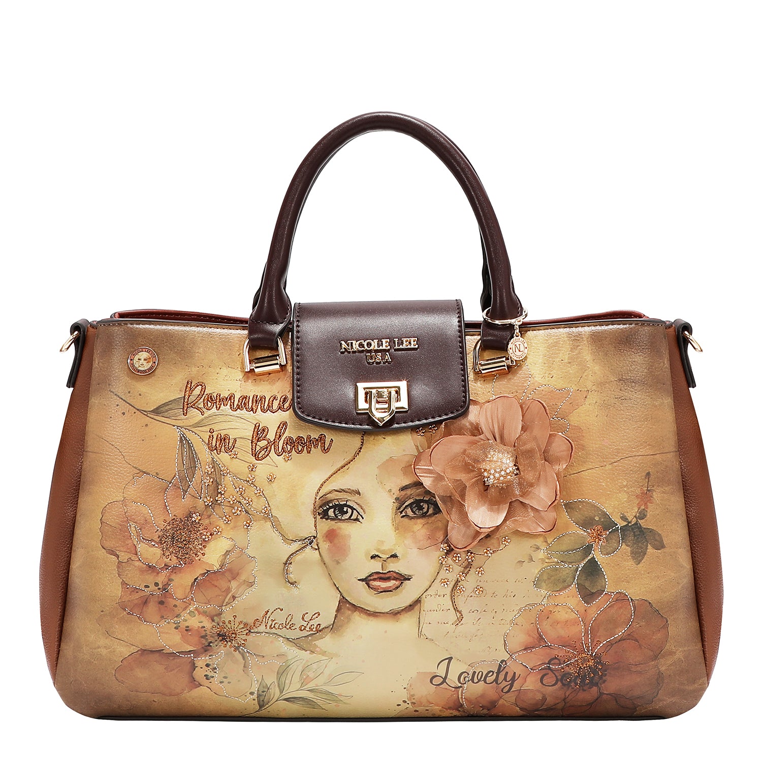 Bolsa Satchel Nicole Lee Con Flor Print Reflection SS26