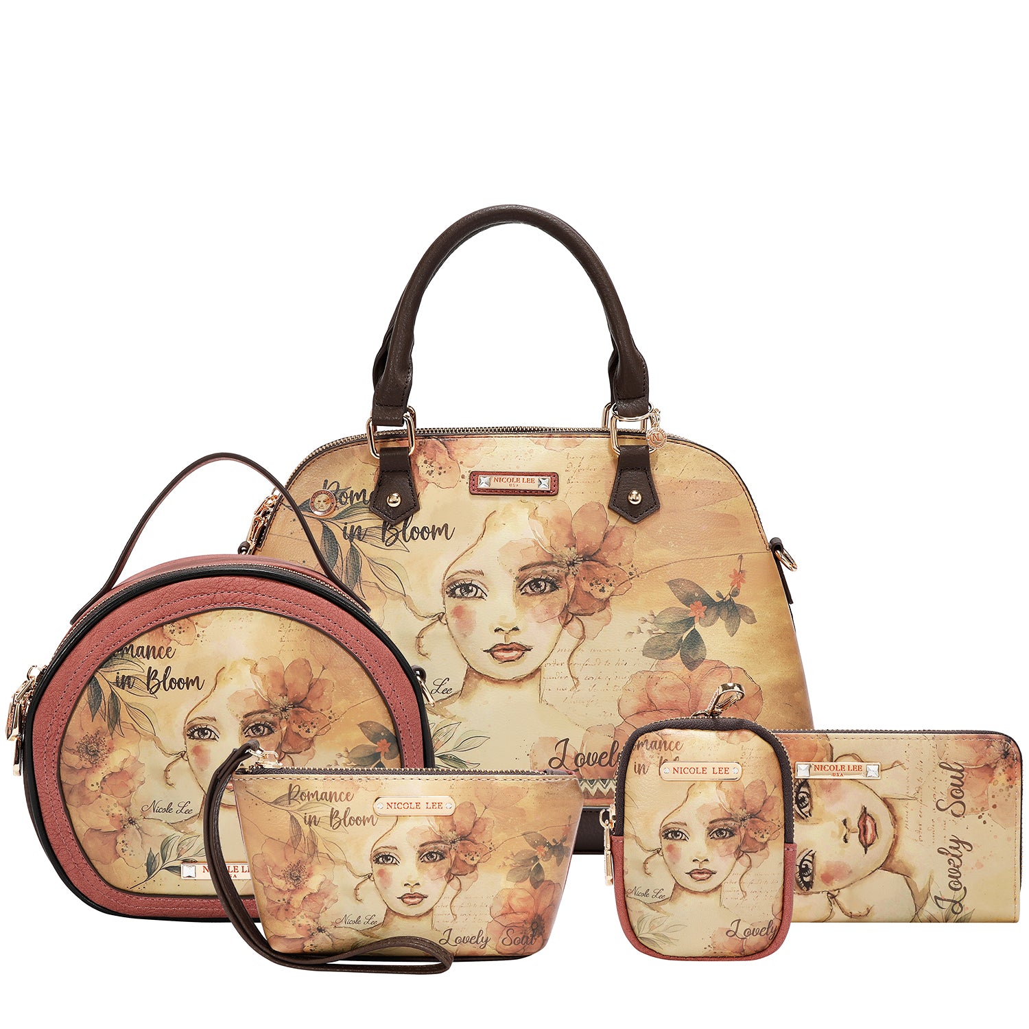 Set De 5 Piezas Nicole Lee Bolsa Bowler Y Accesorios Reflection SS26