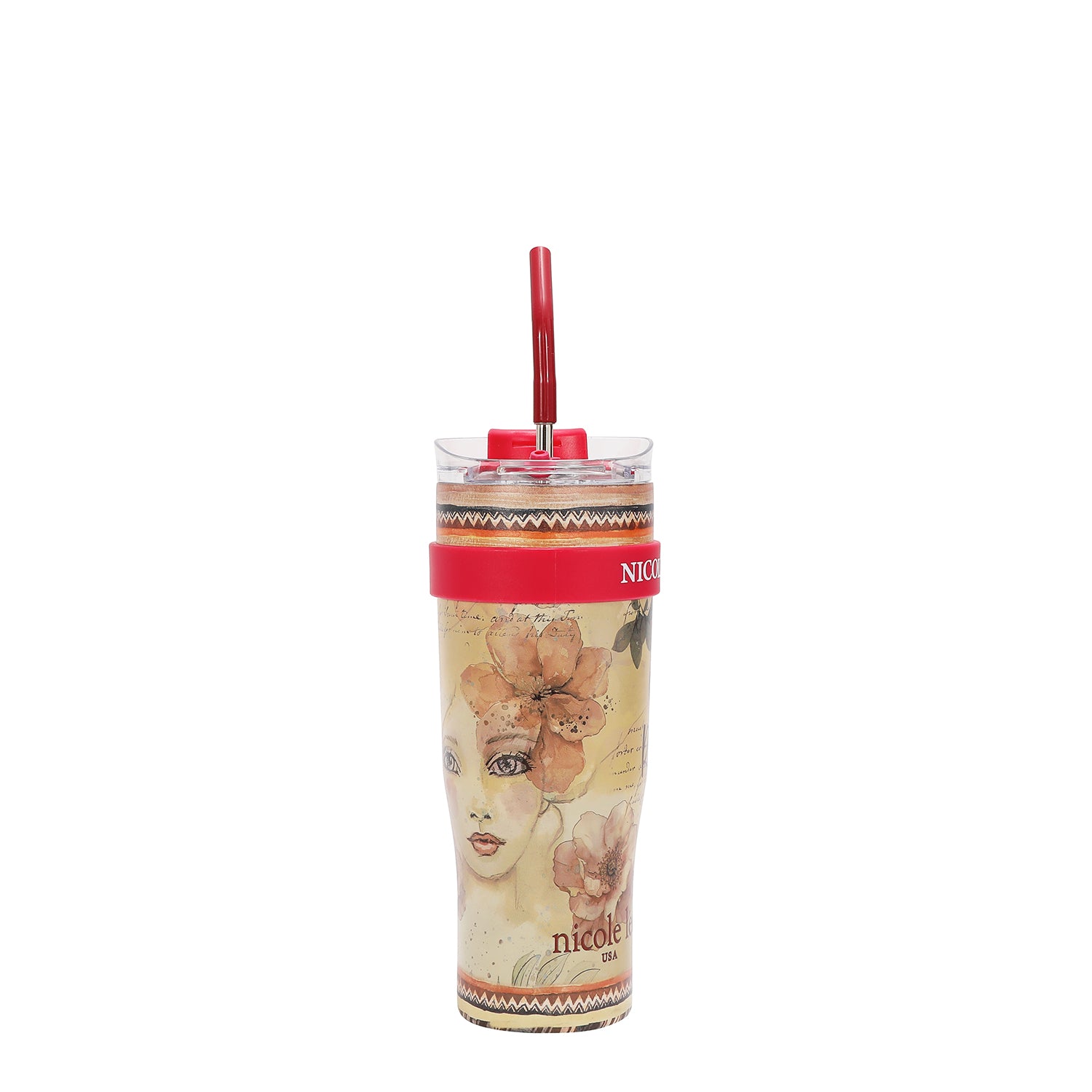 Termo Nicole Lee De Acero Con Popote Y Agarradera Reflection SS26