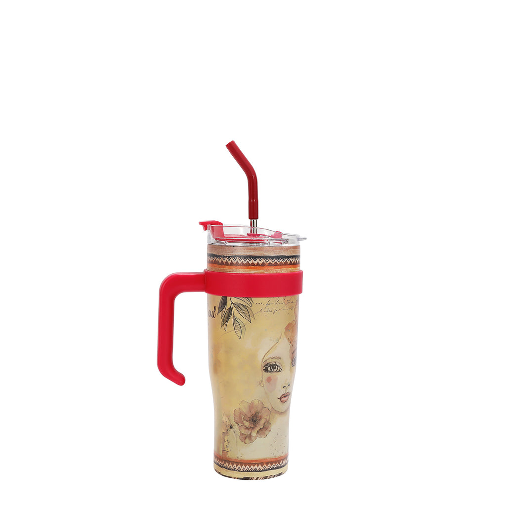 Termo Nicole Lee De Acero Con Popote Y Agarradera Reflection SS26