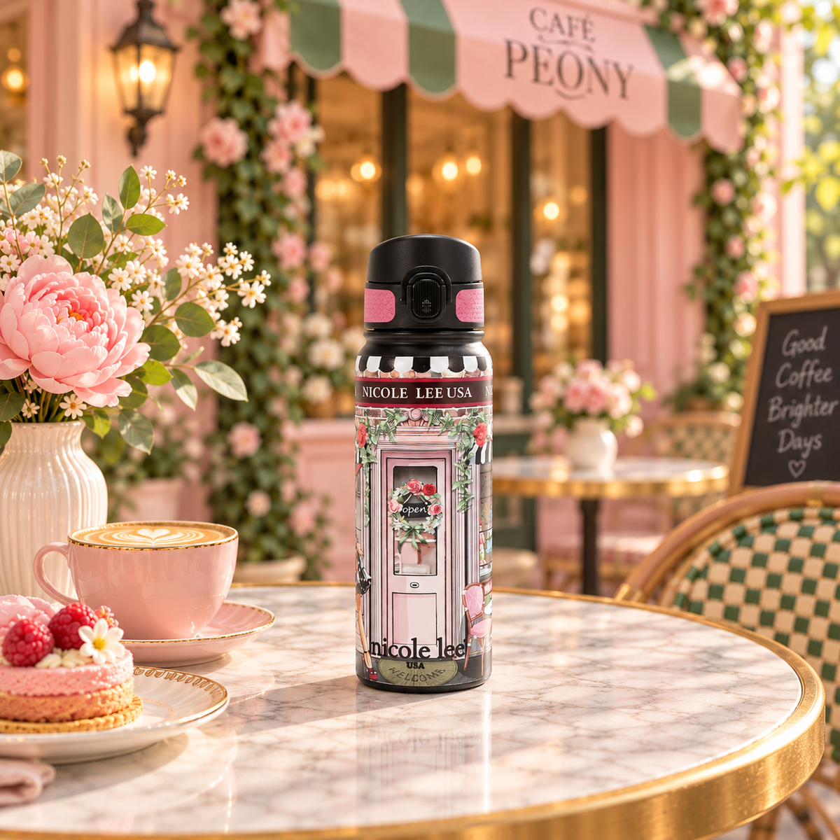 Termo De 600 ml Nicole Lee  Con Tapa Print Sugar Day FW26